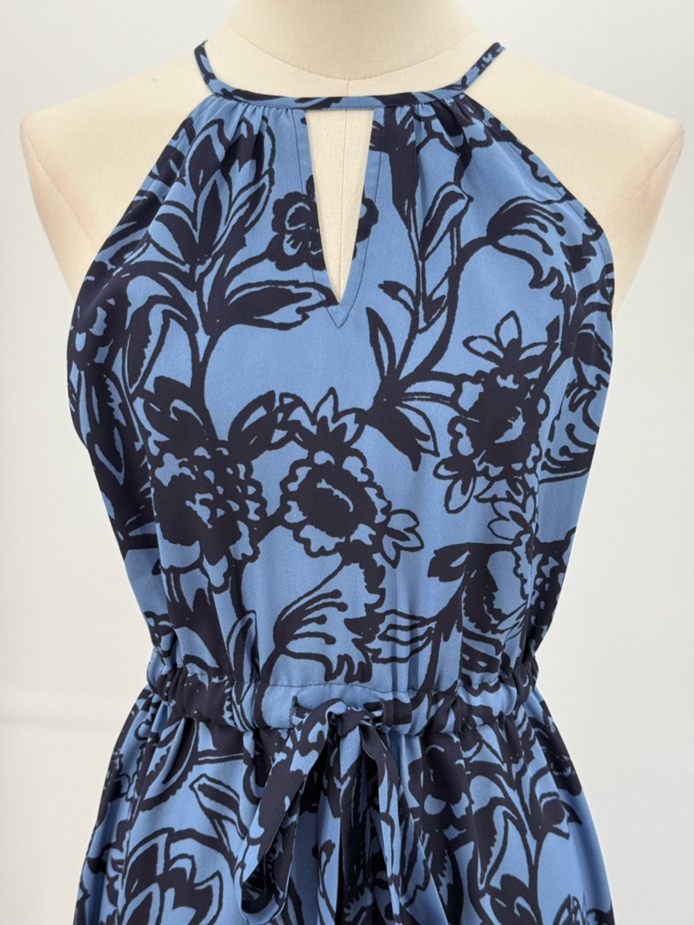 Loft Blue Floral Halter Maxi High Low Keyhole Vacation Summer Boho SZ XS-P - Picture 8 of 13